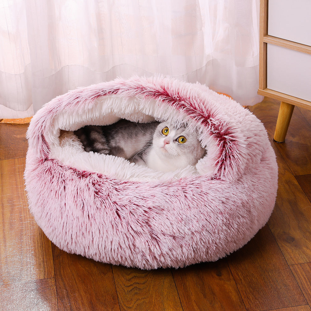 Semi-enclosed Dual-use Plush Round Bed