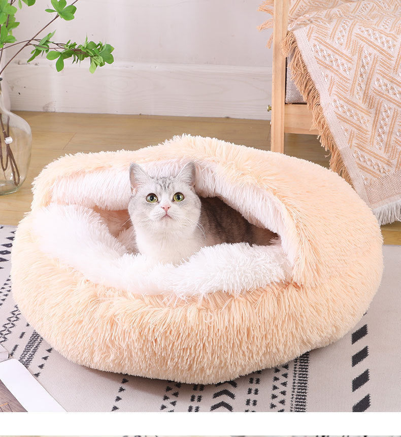 Semi-enclosed Dual-use Plush Round Bed