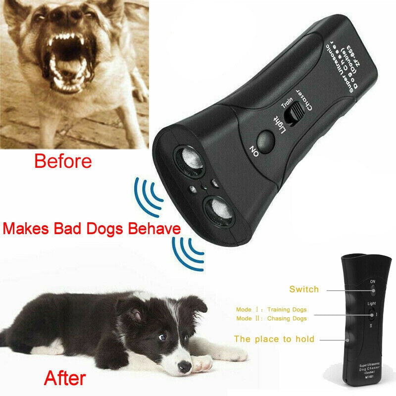 3-in-1 Anti Barking Dog Training Device. Ultrasonic Training Repeller