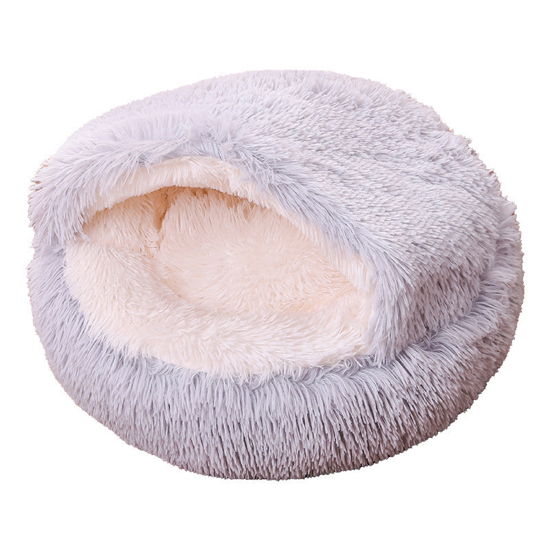 Semi-enclosed Dual-use Plush Round Bed