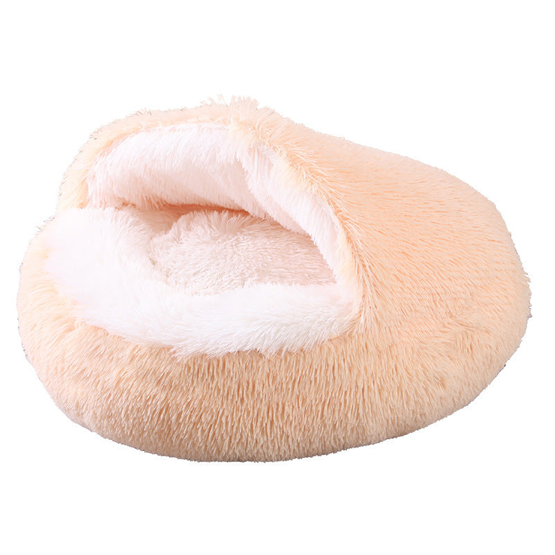 Semi-enclosed Dual-use Plush Round Bed