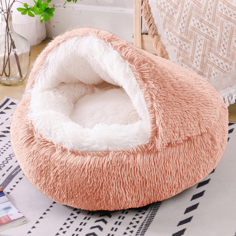 Semi-enclosed Dual-use Plush Round Bed