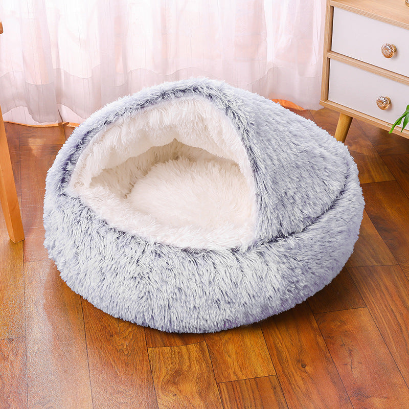 Semi-enclosed Dual-use Plush Round Bed