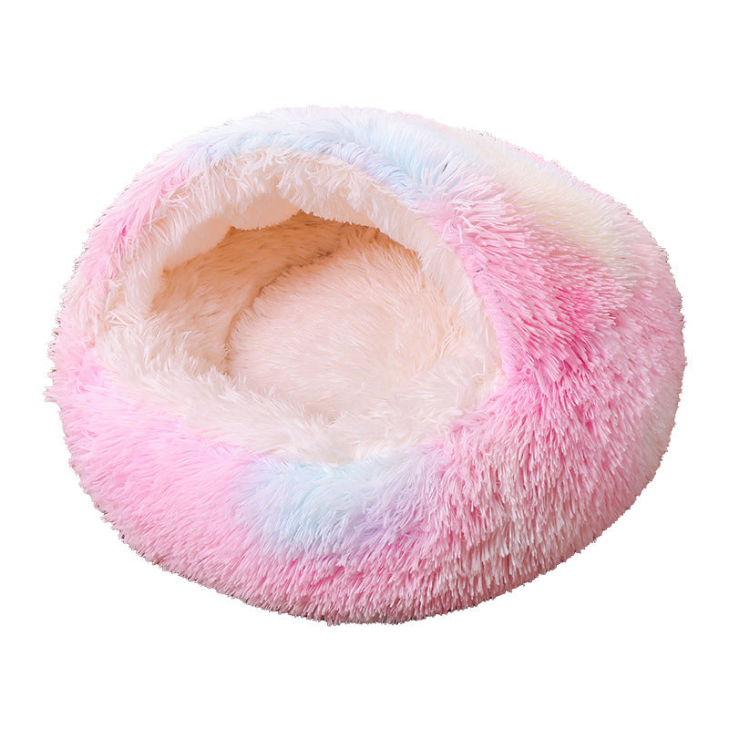 Semi-enclosed Dual-use Plush Round Bed