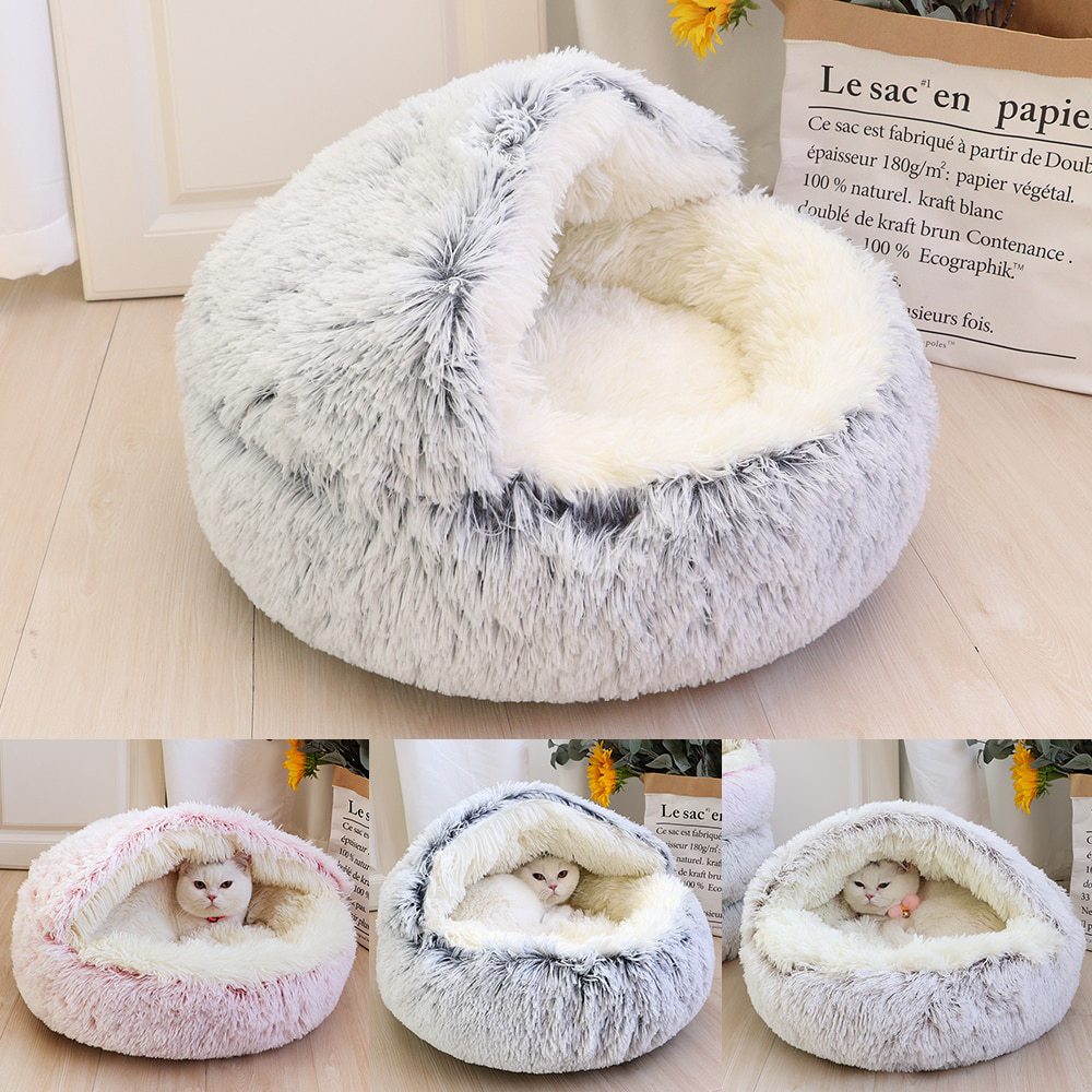 Semi-enclosed Dual-use Plush Round Bed