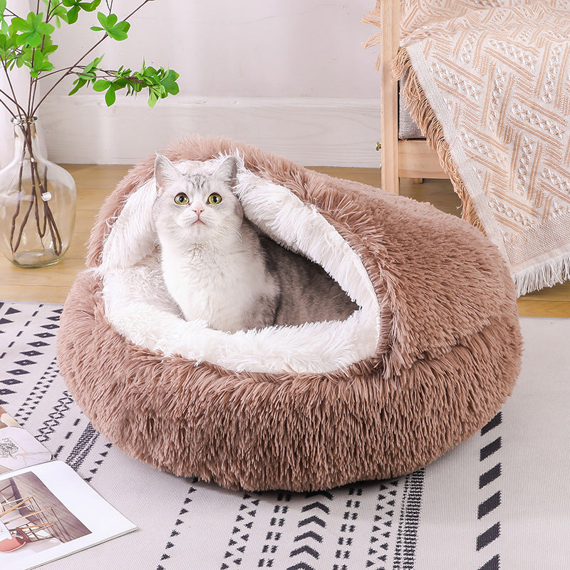 Semi-enclosed Dual-use Plush Round Bed